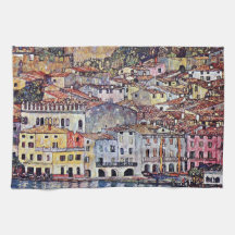 Gustav Klimt - Malcesine at Lake Garda Hand Towels