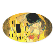 Gustav Klimt -The Kiss  Oval Stiker Oval Stickers