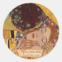 Gustavo Klimt Bookplate "del beso" Etiquetas Redondas