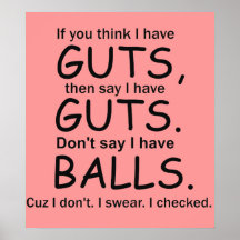 Guts Not Balls Pink Poster