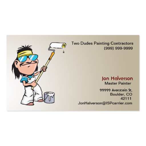 Guy With a Roller Painting Business Cards (front side)