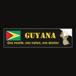 Guyana Flag Map Text Bumper Sticker