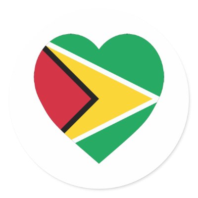 Guyana Flag Heart Round Sticker by Vexillophile