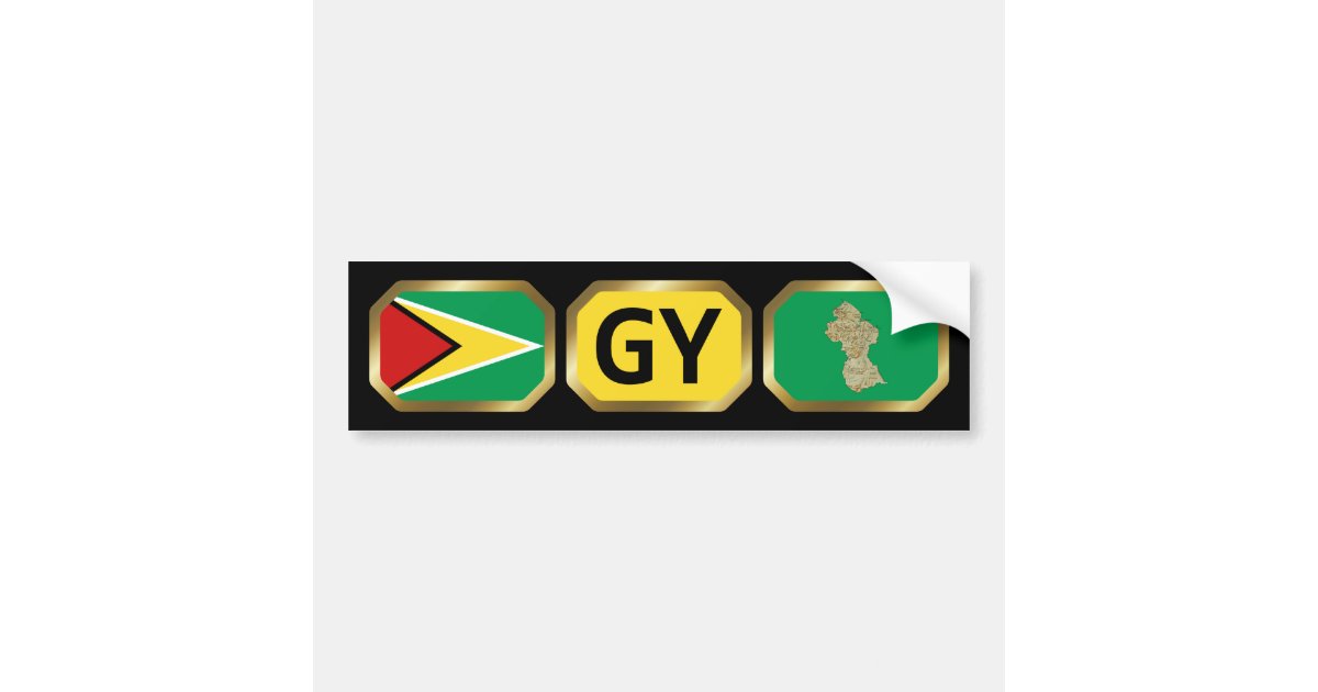 Guyana Flag Map Code Bumper Sticker Zazzle