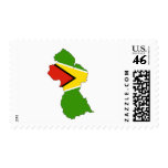 Guyana flag map postage