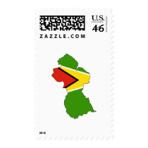 Guyana flag map postage