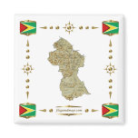 Guyana Map + Flags Magnet