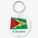 Guyana Waving Flag with Name keychains by Vexillophile Guyana Waving Flag with Name keychains