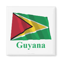 Guyana Waving Flag with Name Magnet