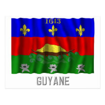 Guyane waving flag with name post card