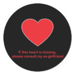 Guys Heart Missing Round Sticker