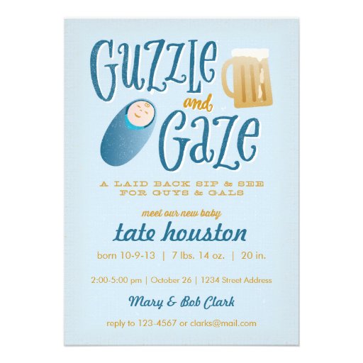 Guzzle and Gaze Baby Shower Invitation