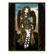 gwyneth, sunset, dragon, angel, lantern, fantasy, huntress, wings, green, fairy, faery, Postkort med brugerdefineret grafisk design