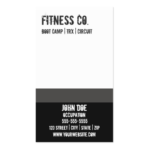 Gym Business Card 10 Class Pass Card (back side)