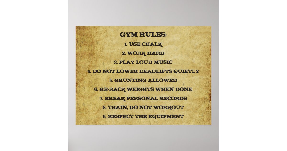 Gym Rules Poster Zazzle