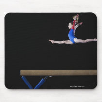 Gymnast (9-10) leaping on balance beam 2 mousepads