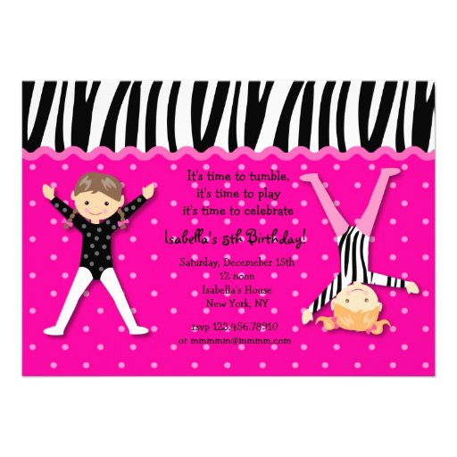 Gymnast Gymnastic Birthday Party Invitations
