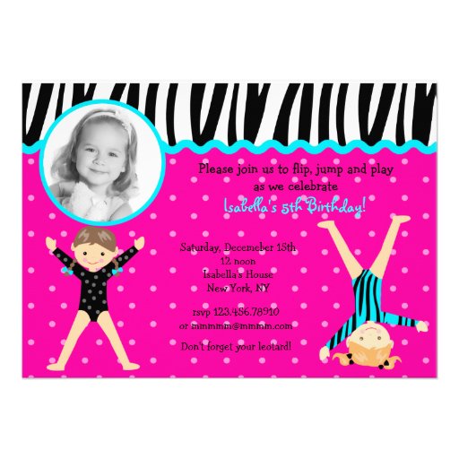 Gymnast Gymnastic Birthday Party Invitations