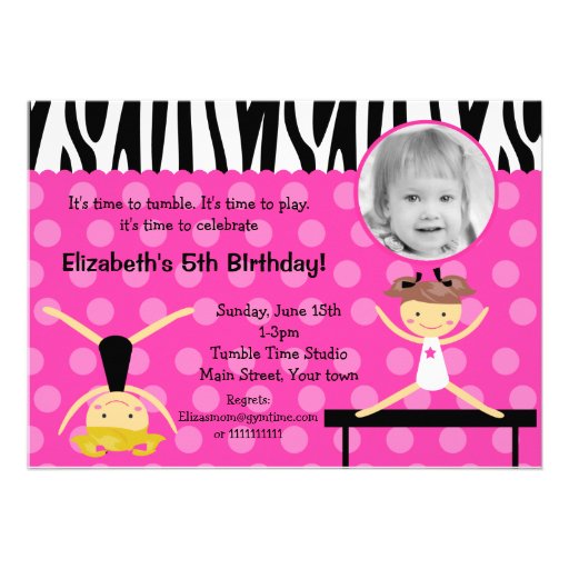 Gymnast Gymnastics Photo Birthday Invitations