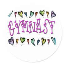 Gymnast hearts round sticker