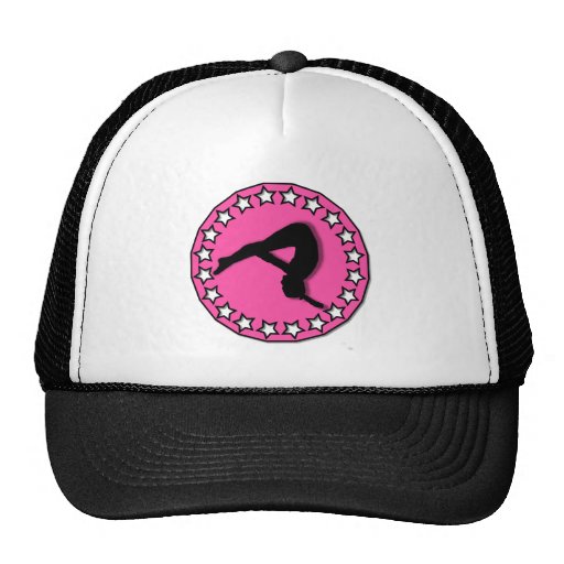 Gymnast in pink mesh hat