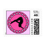 Gymnast in pink postage stamp