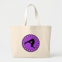 Gymnast in purple tote bags
