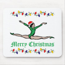 Gymnast Merry Christmas lights mousepads