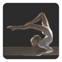 Gymnast on balance beam square sticker