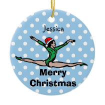 Gymnast Personalize Leap Santa ornament