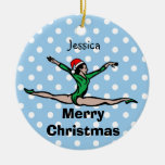 Gymnast Personalize Leap Santa ornament