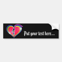 Gymnast Rainbow Heart Black Bumper Stickers