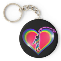 Gymnast Rainbow Heart Black Key Chain