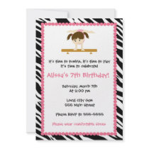 Gymnastic Ballet Birthday Party Invitation Zebra