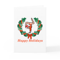 Gymnastic Happy Holidays Wreath cards by SportChick_Store Gymnastic Happy Holidays Wreath cards