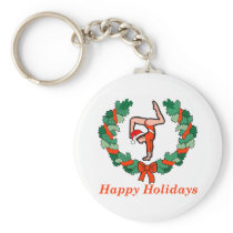 Gymnastic Happy Holidays Wreath Key Chains