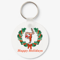 Gymnastic Happy Holidays Wreath keychains by SportChick_Store Gymnastic Happy Holidays Wreath keychains
