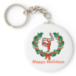 Gymnastic Happy Holidays Wreath Key Chains