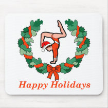 Gymnastic Happy Holidays Wreath mousepads
