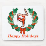 Gymnastic Happy Holidays Wreath mousepads
