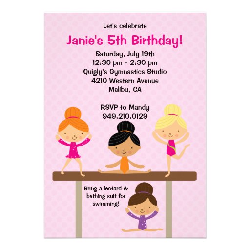 Gymnastics Birthday Party Invitation