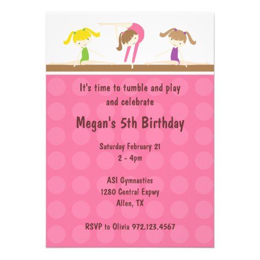Gymnastics Birthday Party Invitation