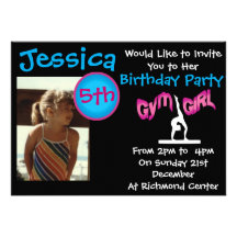 Gymnastics Birthday Party Invitations