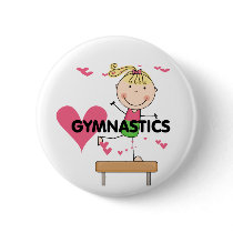 GYMNASTICS - Blond Girl Balance Beam Tshirts Buttons