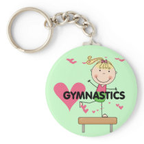 GYMNASTICS - Blond Girl Balance Beam Tshirts Key Chain