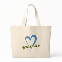 Gymnastics blue heart tote bag