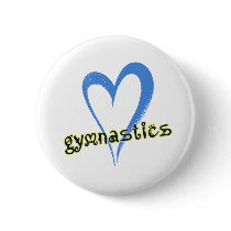 Gymnastics blue heart button