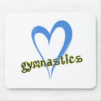 Gymnastics blue heart mouse pads