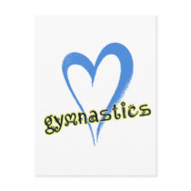 Gymnastics blue heart postcards
