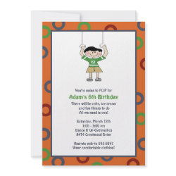 Gymnastics Boy on Rings Invitations: Black Hair invitation